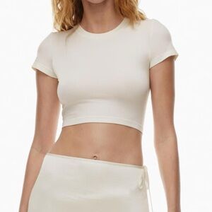 Cream Short Sleeve Crop Top